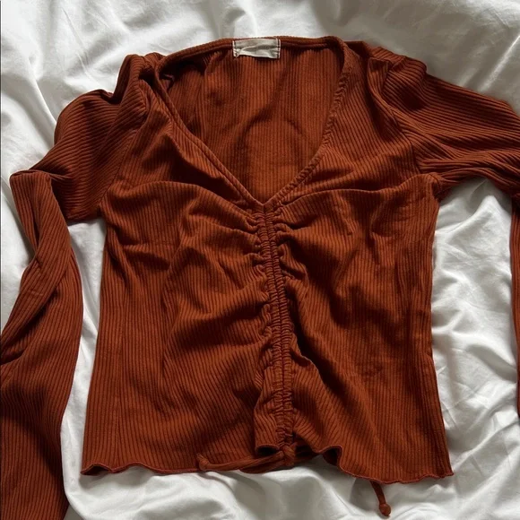 Altar’d State Rust Ribbed Top, Size Small - Picture 1 of 1